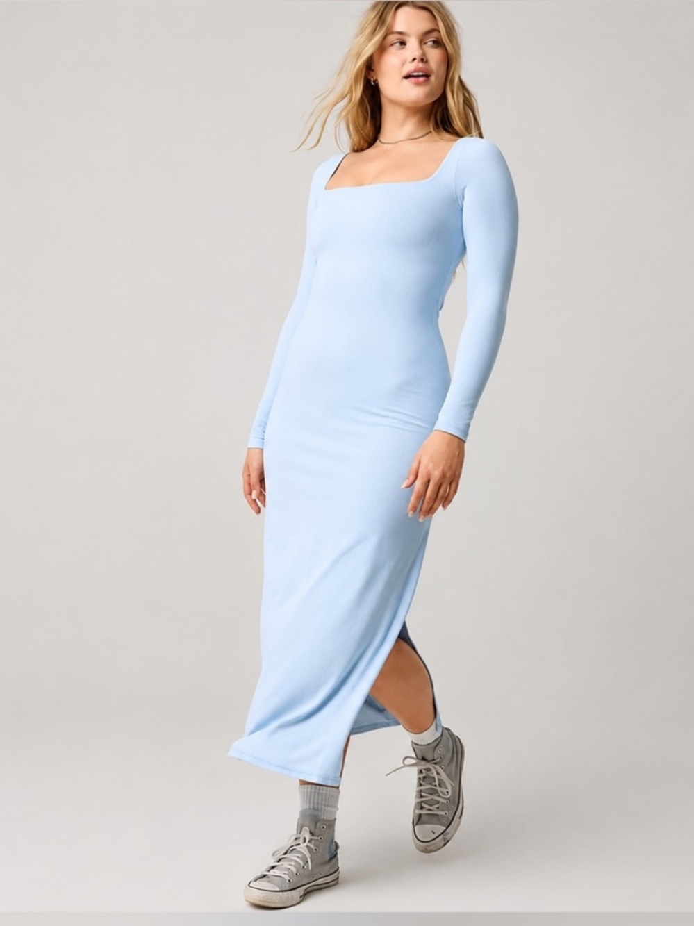 Offline by Aerie Square Neck Bodycon maxi with bra shelf- worn 2x. 98 retail
